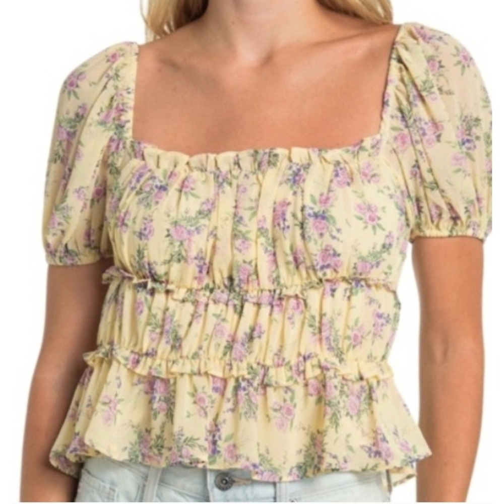 Astr the Label Yellow Floral Top
